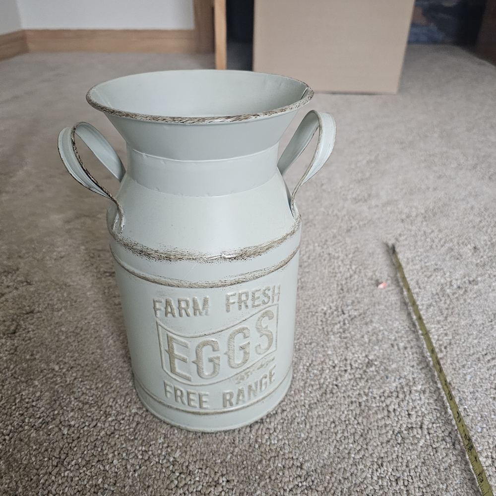Farm Fresh Eggs Metal Milk Can